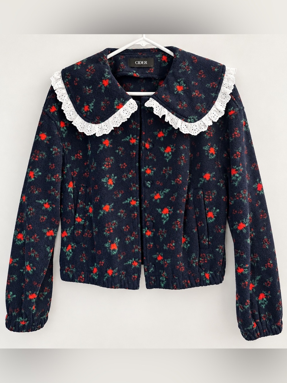 Cider Floral Cropped Peter Pan Collar Jacket